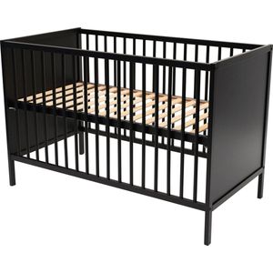 Bebies First Baby Bed Dicht 60x120 Verstelbare Bodem - Zwart