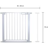 X Adventure Traphekje zonder boren / Kinderhekje -Klembevestiging & Uitbreidbaar + Verlengstuk 82 t/m 89 cm – Wit