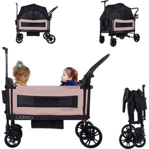 Cabino - Waggie - Bolderkar - Zwart - Opvouwbaar - Inclusief Duwstang en Trekbeugel