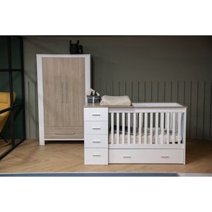 Cabino - Combi Ledikant Memphis - Wit - Babybed met Opberglades