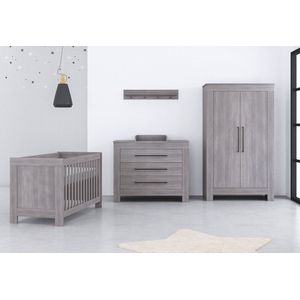 Born Lucky - Nevada - Babykamer 3 Delig - Grijs Zwart - Inclusief Commode