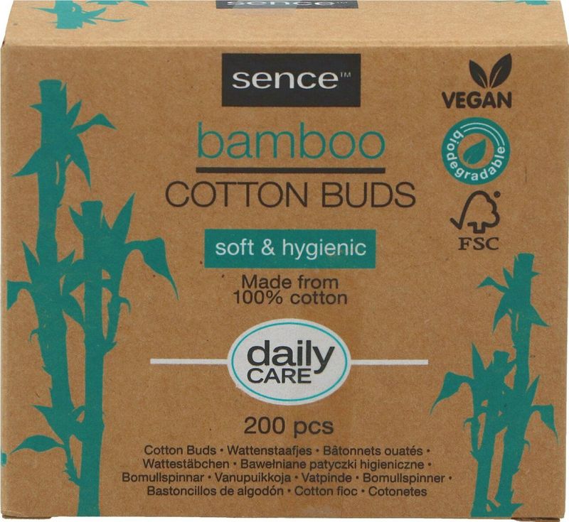 Sence - Bamboe Wattenstaafjes - 200 Stuks - Bamboe - Katoen