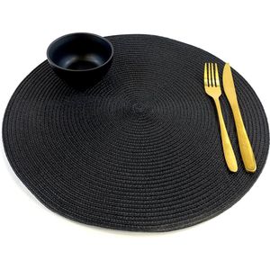 Lucy's Living Luxe Placemat HUS - zwart - ø 39 cm - polypropyleen