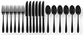vtwonen Bestekset - Zwart Bestek - Messen, Vorken en Lepels - Mat Zwart - Bestek Set 18-Delig