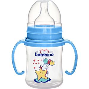 Bambino Blauw 150 ml Brede Hals Fles met Grip Handvatten B817