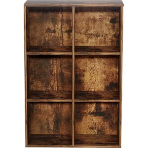 Boekenkast - 6 Open Vakken - Vintage Bruin - Stevig Materiaal