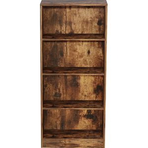 Boekenkast - open vakkenkast - wandkast - 130 cm hoog - walnoot bruin vintage kleur