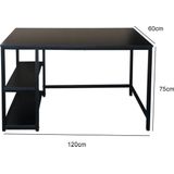 Bureau Stoer - Computertafel - Industrieel Design - Zwart - Met Opbergplanken