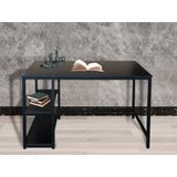 Bureau Stoer - Computertafel - Industrieel Design - Zwart - Met Opbergplanken