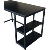 Bureau Stoer - Computertafel - Industrieel Design - Zwart - Met Opbergplanken