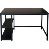 Bureau Stoer - Computertafel - Industrieel Design - Zwart - Met Opbergplanken