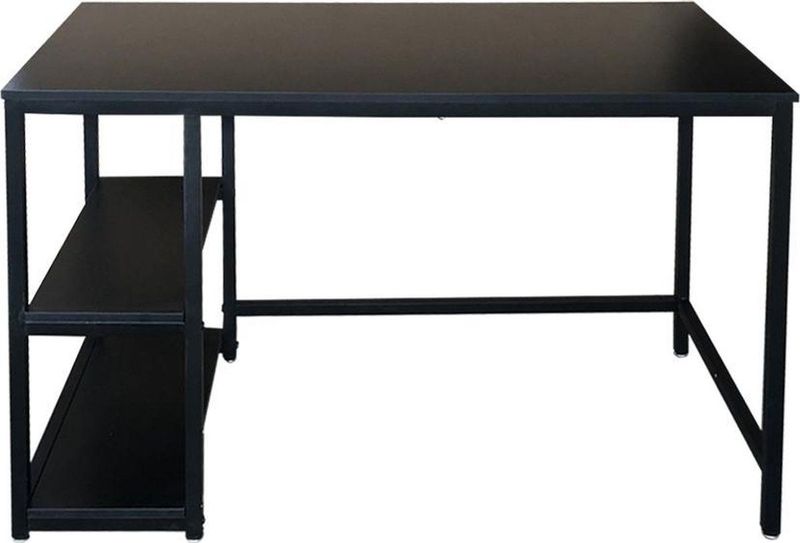 Bureau Stoer - Computertafel - Industrieel Design - Zwart - Met Opbergplanken