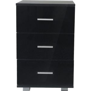 Nachtkastje - Zwart - 3 Lades - 63 cm Hoog