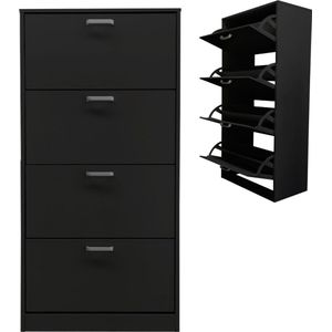 Schoenenkast schoenenrek 4 vakken zwart