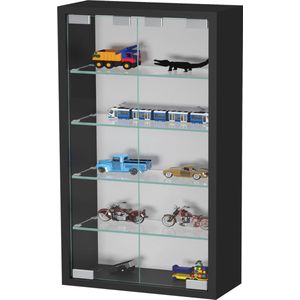 Vitrinekastje - Zwart - ESG-glas - Wand- of Vloerplaatsing