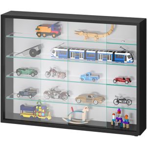 Vitrinekast staande hangende wandvitrine - schuifdeuren - 75 x 55 x 12 cm