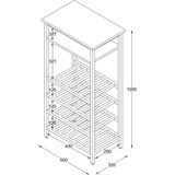 Wijnrek industrieel design wijnkast zwart - rek voor opbergen 20 flessen met glashouder - 50 x 32 x 100 cm
