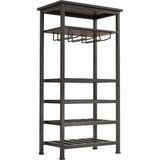 Wijnrek industrieel design wijnkast zwart - rek voor opbergen 20 flessen met glashouder - 50 x 32 x 100 cm