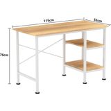 Bureau - Bruin - Hout - Wit Metalen Frame - Multifunctioneel
