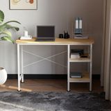 Bureau - Bruin - Hout - Wit Metalen Frame - Multifunctioneel