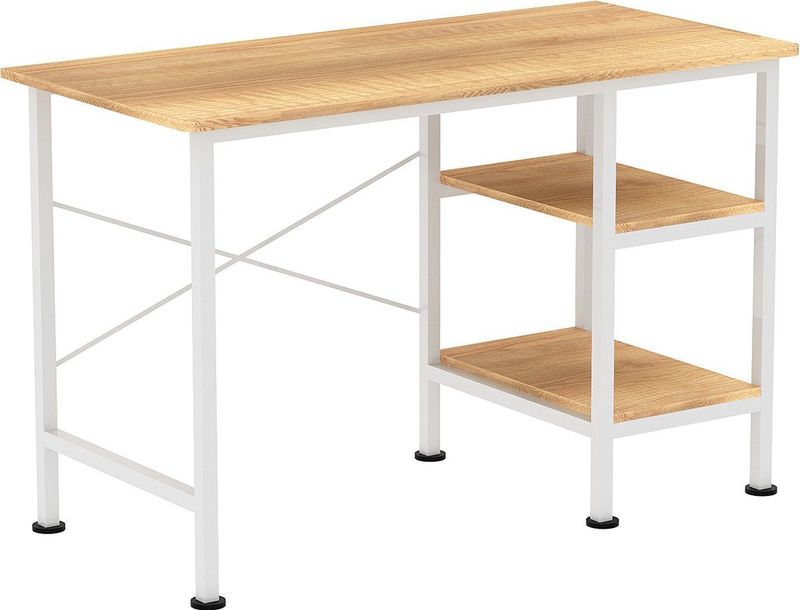 Bureau - Bruin - Hout - Wit Metalen Frame - Multifunctioneel