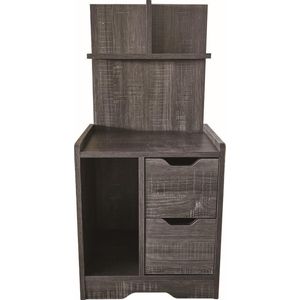 HOCUS PICUS Nachtkastje met 2 Planken – Eiken-Antraciet – Linkerkant – Moderne Slanke Bijzettafel – Eenvoudige Montage – 25x60x27 cm