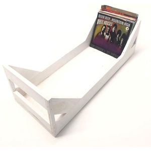 Opbergen LP vinyl platen houten opbergkrat 7 inch singles - 75 tot 100 stuks - wit