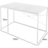 Bureau - Wit - Hout/Metaal - 100 cm x 45 cm x 75 cm