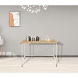 Bureau Stoer - laptoptafel - industrieel - wit metaal lichtbruin