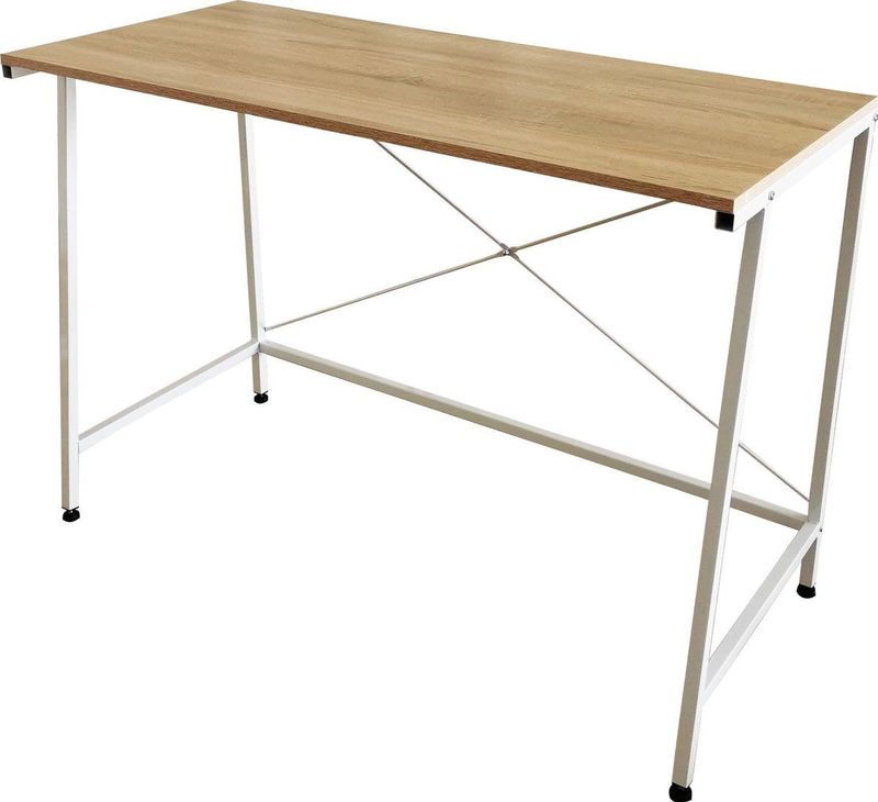 Bureau Stoer - laptoptafel - industrieel - wit metaal lichtbruin
