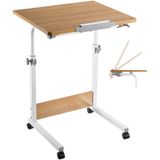 Laptoptafel - Verrijdbaar Bureau - Hoogte Verstelbaar - 68 - 96 cm - Kantelbaar Bureaublad