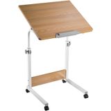 Laptoptafel - Verrijdbaar Bureau - Hoogte Verstelbaar - 68 - 96 cm - Kantelbaar Bureaublad