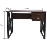 Bureau - Computer Tafel - Zwart Metaal - Bruin Hout