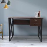 Bureau - Computer Tafel - Zwart Metaal - Bruin Hout