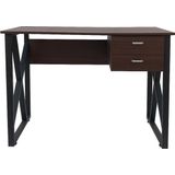 Bureau - Computer Tafel - Zwart Metaal - Bruin Hout