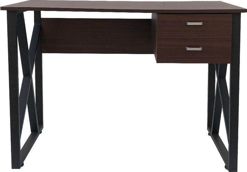 Bureau - Computer Tafel - Zwart Metaal - Bruin Hout