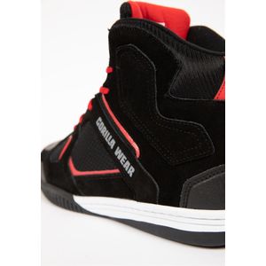 Gorilla Wear Bodybuilding schoenen Troy High Tops - zwart/rood - sport vrije tijd dagelijks training veters met logo comfortabele extra sterke grip voor heren, rood, 37 EU, Rood