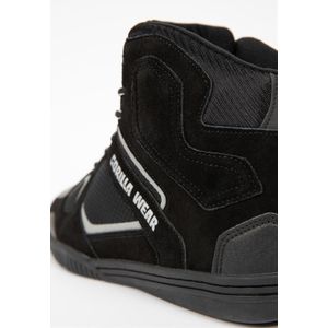 Gorilla Wear Troy High Tops Bodybuilding schoenen, zwart/rood, sport, vrije tijd, dagelijks gebruik, training, workout, veters met logo, comfortabel, extra sterke grip voor heren, grijs, 45 EU