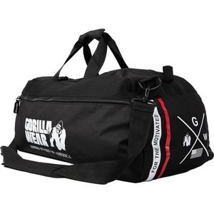 Gorilla Wear Norris Hybrid Gym Bag - Zwart - Sporttas - Vrije tijd - Training - Zijzakken - Schouderrugzak functie - Groot polyester