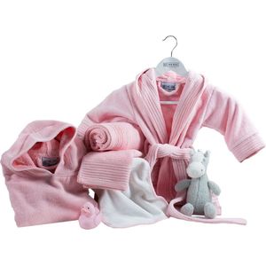 The One Towelling Deluxe Babypakket - 9 Delig - Baby cadeaupakket - 100% Gekamd katoen - Roze
