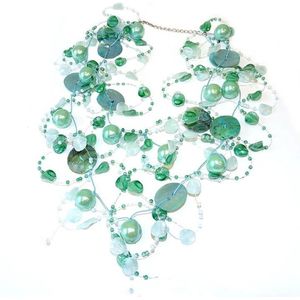 Draad - Ketting - Turquoise - Parel en Schelp