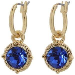 Biba Hang Oorbellen Goud met Swarovski Steentje Sapphire