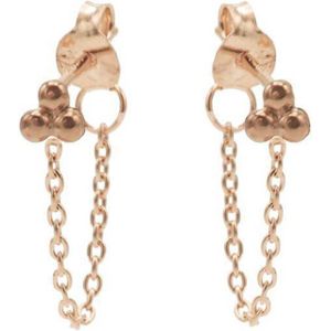 Karma - Chain Triple Dots - Oorbellen - Rosé - 925 Sterling Zilver