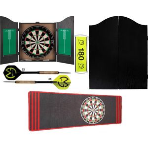 Darts Set Michael van Gerwen - dartkabinet - Home darts centre black - dartkast - dartkabinet met dartbord - inclusief dartmat antraciet