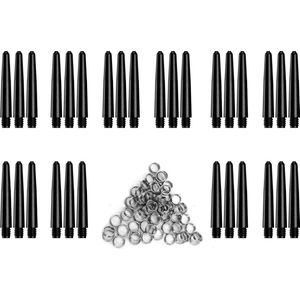 Dragon Darts zwarte - dart shafts - 10 sets (30 stuks) - short - darts shafts - plus 10 sets (30 stuks) veerringen