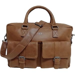 Castillo Hunter Milano Leren Westernbag / Laptoptas - Geschikt voor 15,6 inch Laptop | 28x40x12cm | Professioneel en Stijlvol | Laptop Tas Leer voor Dames & Heren - Cognac