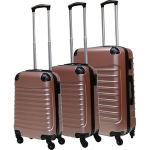 Quadrant 3 delige ABS Kofferset - 2 x handbagage koffer / 1 x grote koffer - Rosé Gold