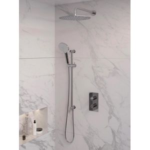 Brauer Chrome Edition inbouwset met 3-weg thermostaat - hoofddouche 30cm - gebogen wandarm 40cm - ronde 3-standen handdouche - glijstang met aansluitbocht - chroom