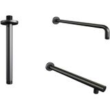 Inbouw regendouche set brauer black edition gebogen wanduitloop ronde hoofddouche 20 cm mat zwart