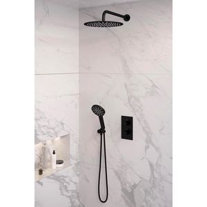 Brauer Black Edition Regendoucheset inbouw - hoofddouche 30cm - Gladde knop - handdouche rond 3 standen - mat zwart 5-S-057